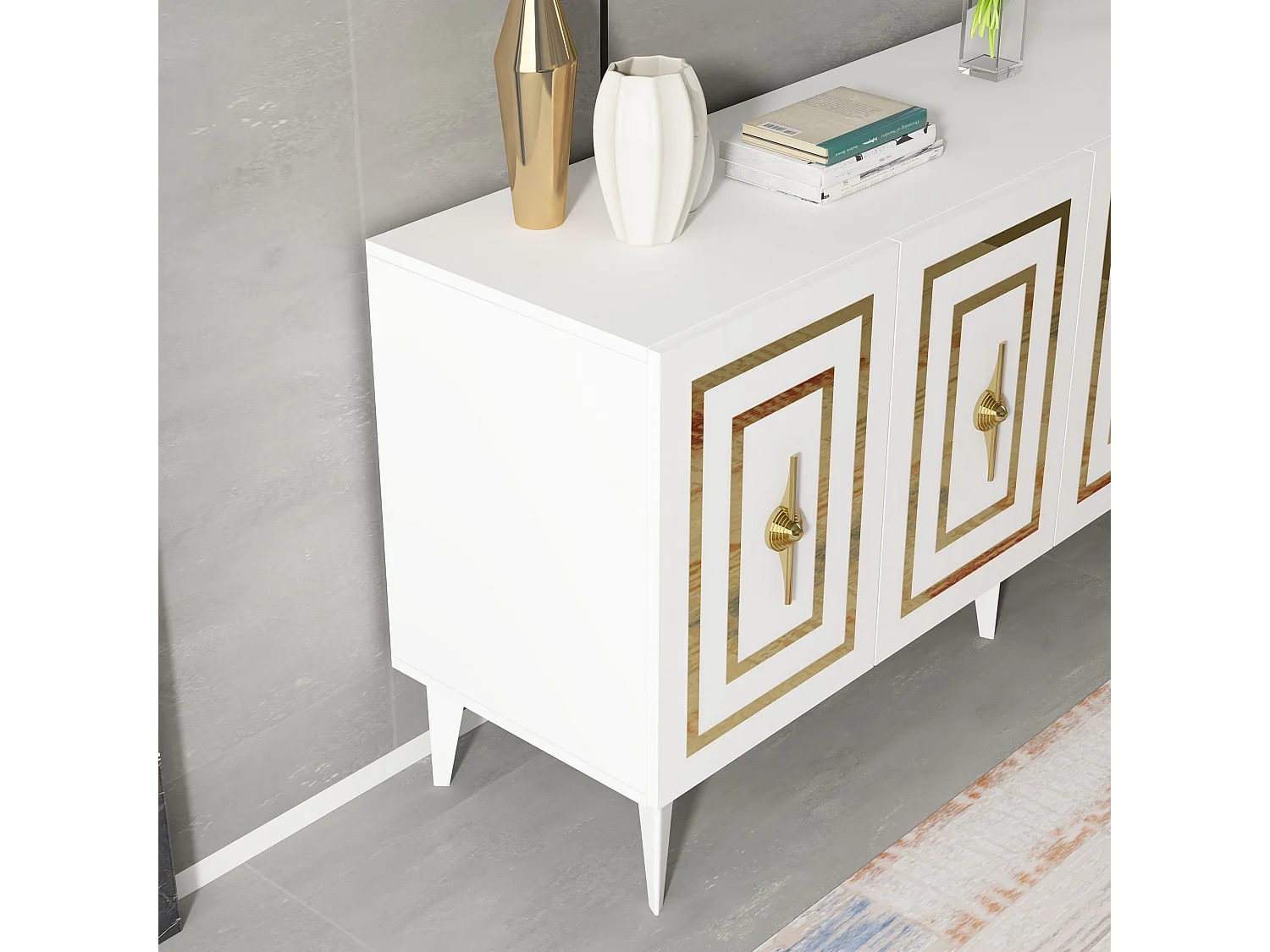 Buffet – 150 cm x 79 cm x 40 cm – Blanc – Panneau de particules mélaminé