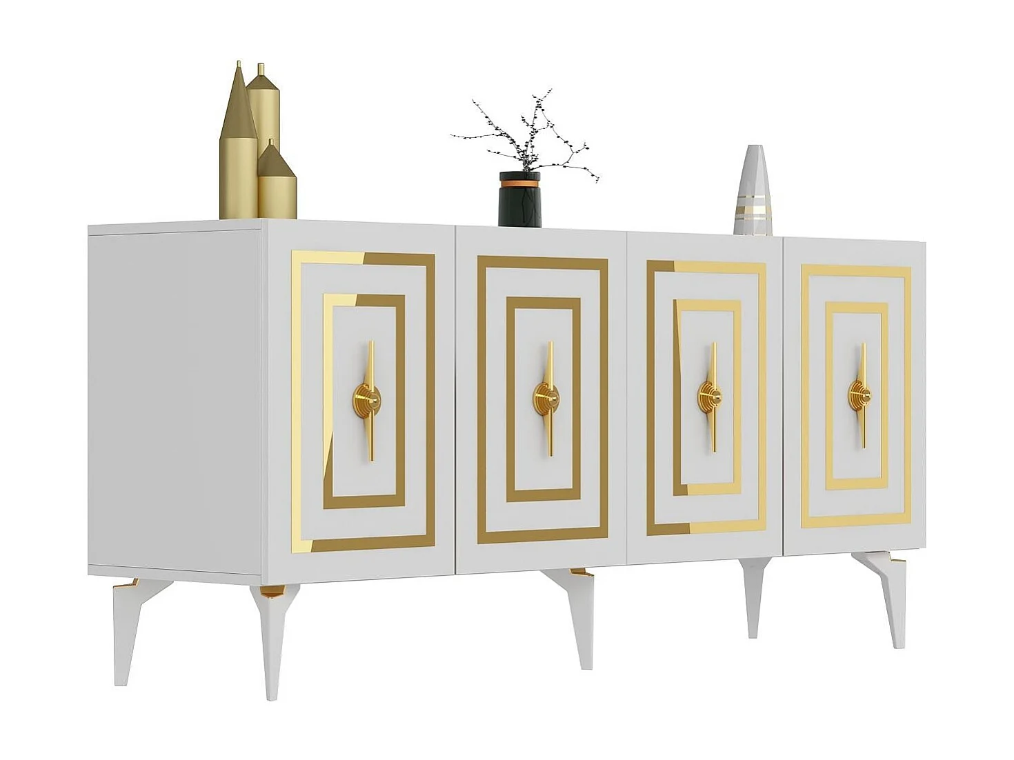 Buffet – 150 cm x 79 cm x 40 cm – Blanc – Panneau de particules mélaminé
