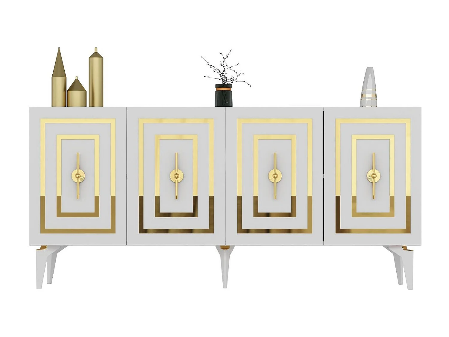 Buffet – 150 cm x 79 cm x 40 cm – Blanc – Panneau de particules mélaminé