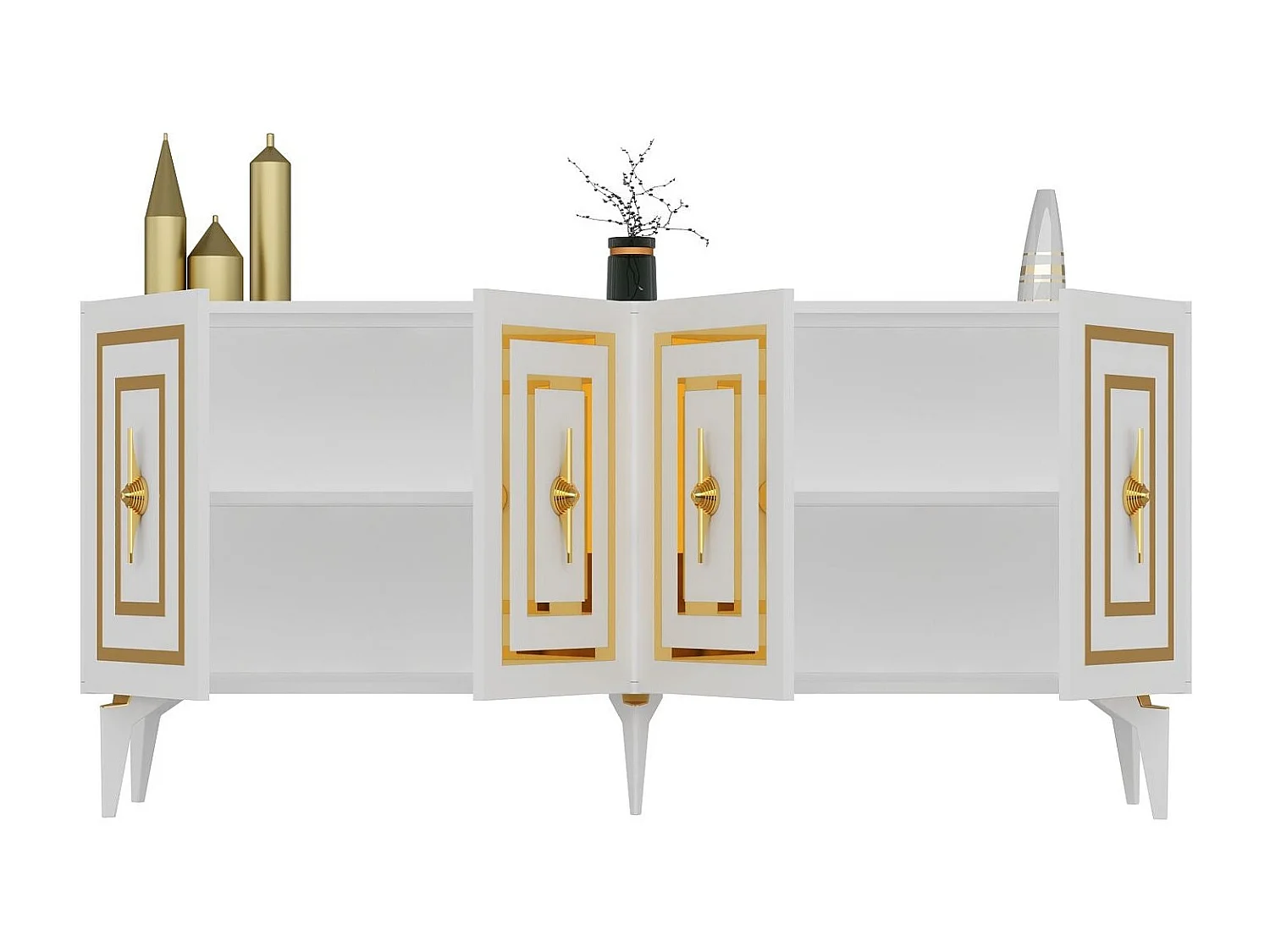 Buffet – 150 cm x 79 cm x 40 cm – Blanc – Panneau de particules mélaminé