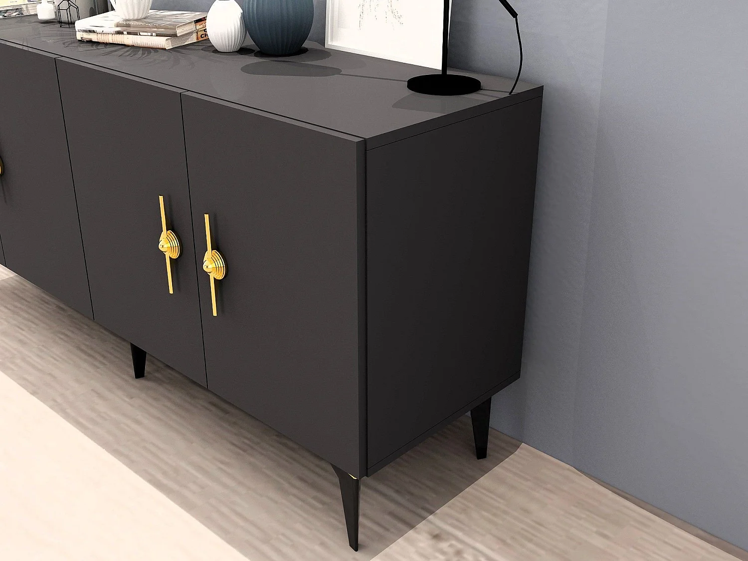 Komoda – 150 cm – Antracyt – Płyta wiórowa pokryta melaminą