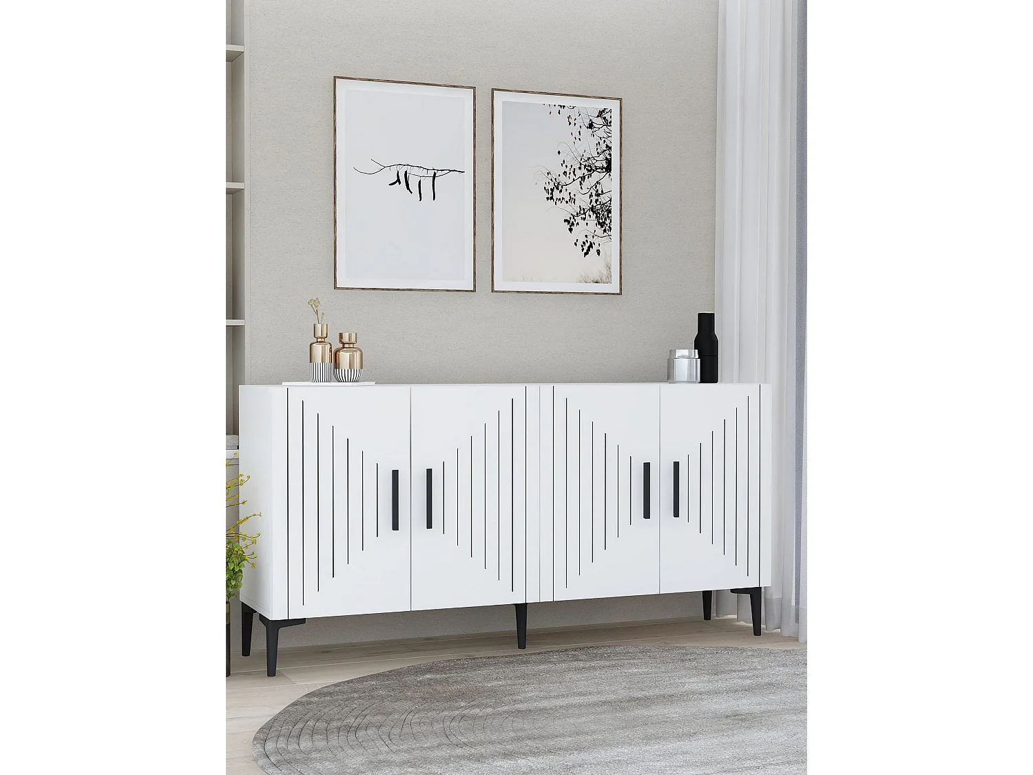 Buffet en MDF mélaminé – 150 cm – Blanc