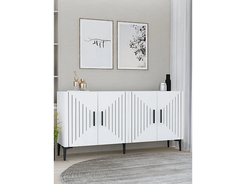 Buffet en MDF mélaminé – 150 cm – Blanc