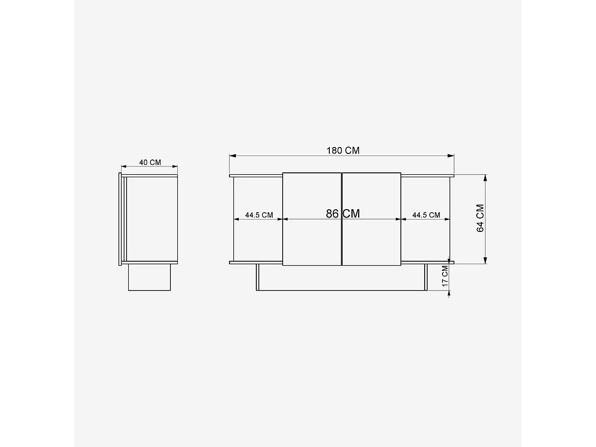 Elegantes Sideboard – 180 x 81 x 40 cm – Sand- und Walnussfarben – Melaminbeschichtete Spanplatte