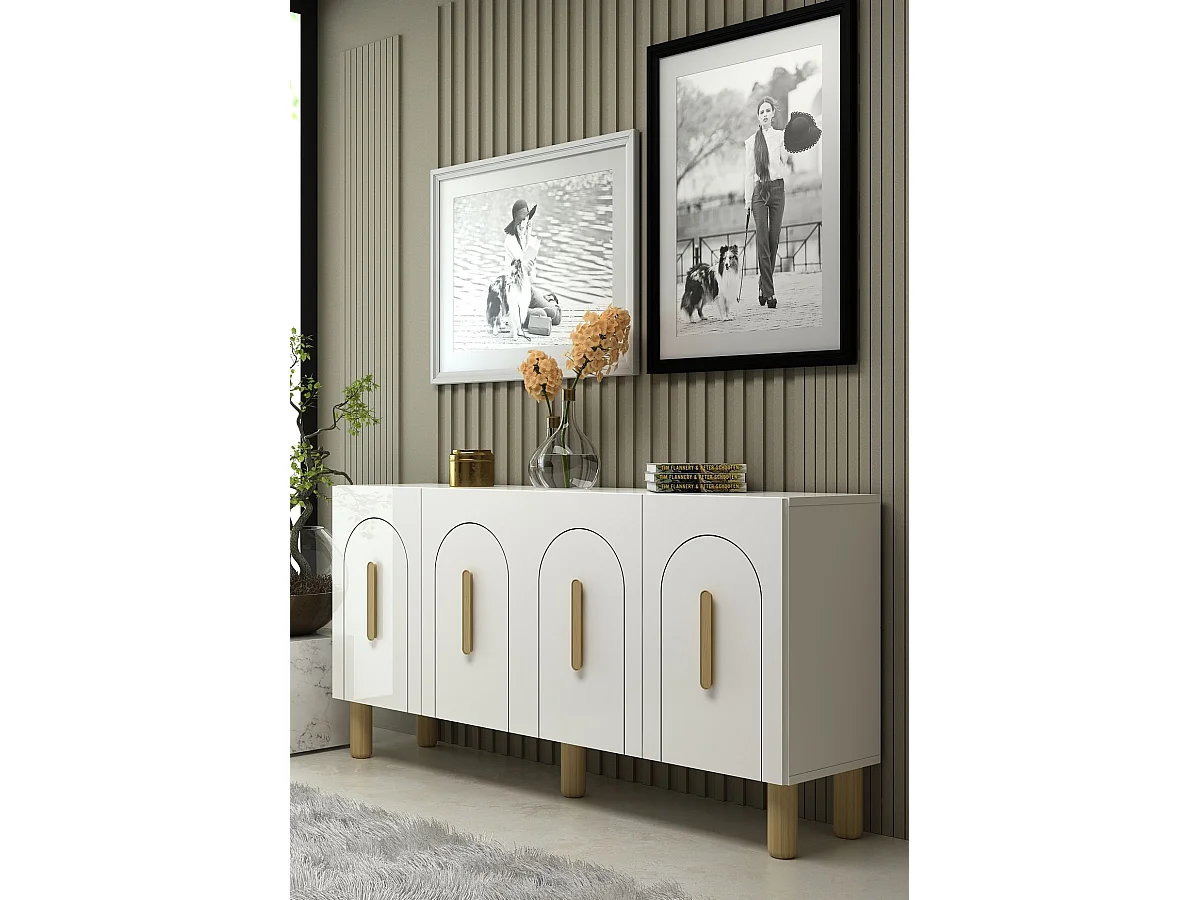 Komoda – 150 cm x 75 cm x 35 cm – Dąb biały i szafirowy – Płyta wiórowa