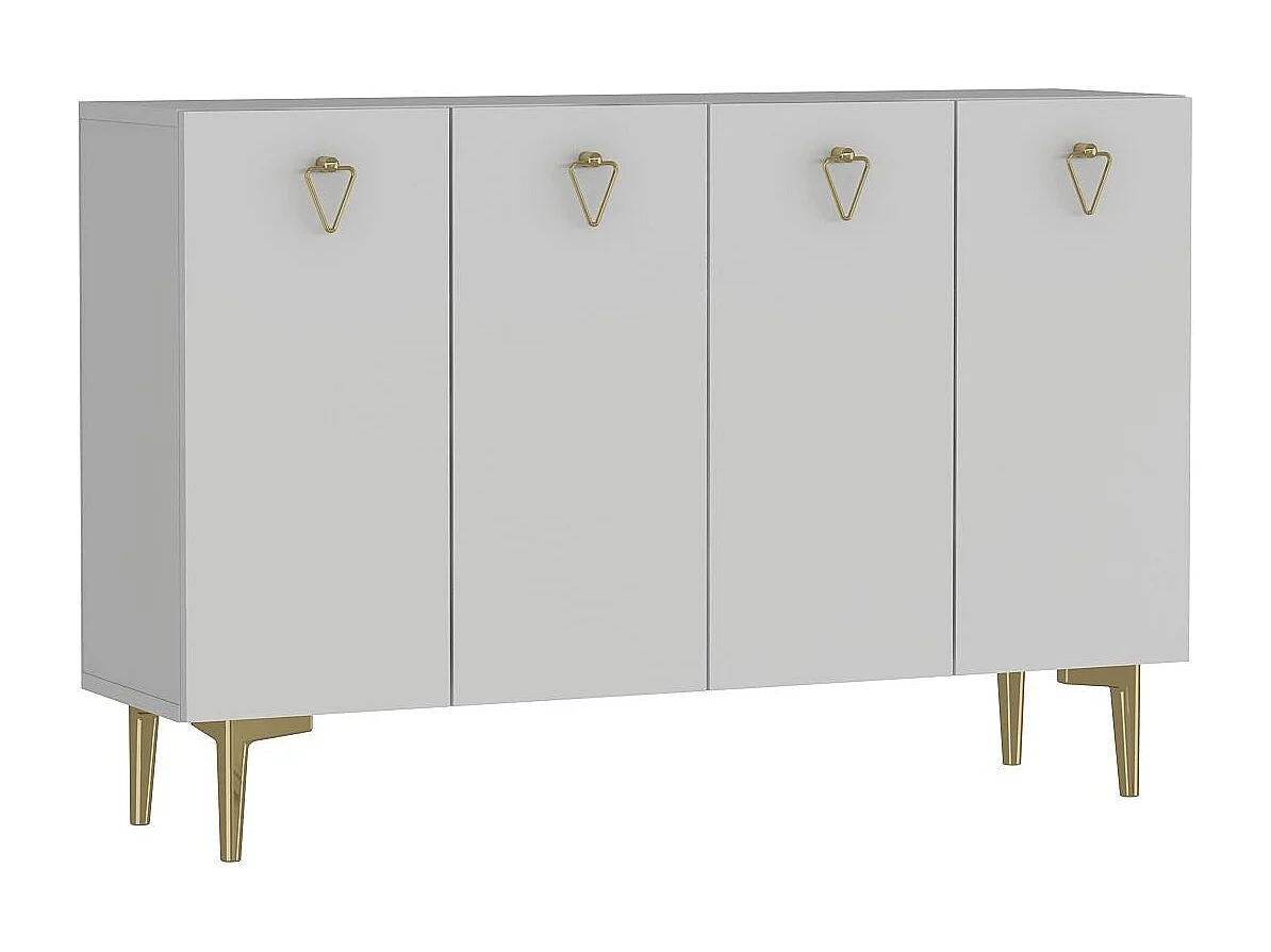 Credenza – 120 cm x 80 cm – Bianco e oro – Pannello truciolare rivestito in melaminico