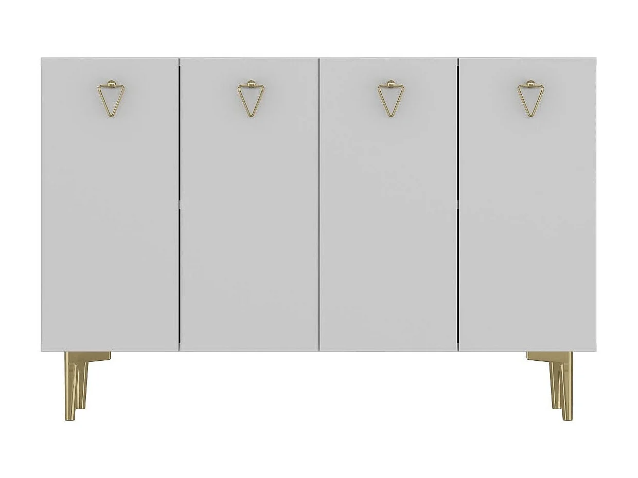 Credenza – 120 cm x 80 cm – Bianco e oro – Pannello truciolare rivestito in melaminico