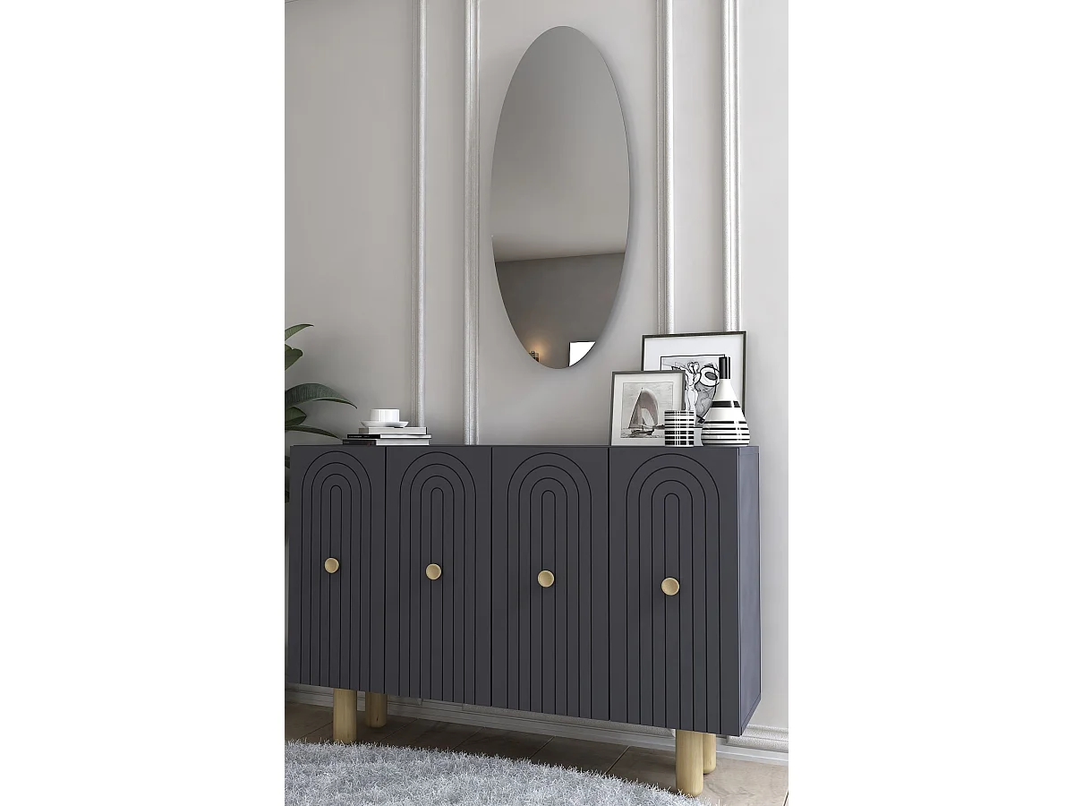 Aparador – 120 cm x 75 cm x 29,6 cm – Antracite – Painel de Partículas Revestido em Melamina