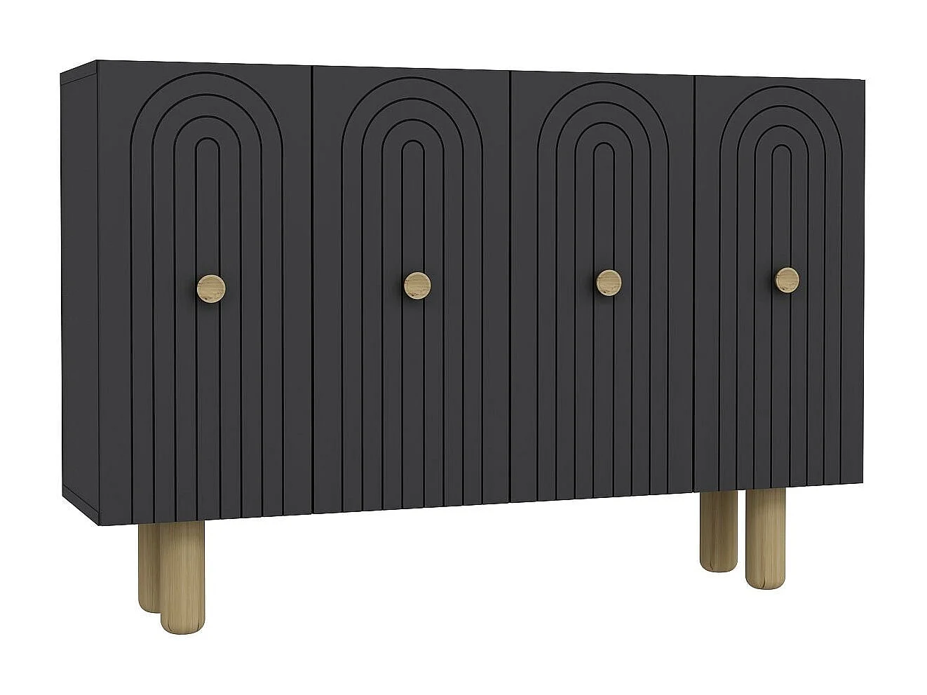 Aparador – 120 cm x 75 cm x 29,6 cm – Antracite – Painel de Partículas Revestido em Melamina