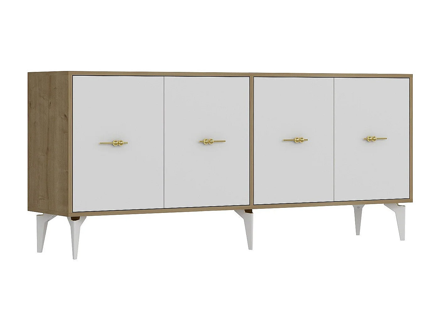 Buffet – 180 cm x 82,6 cm x 35 cm – Chêne saphir et blanc – Panneau de particules mélaminé