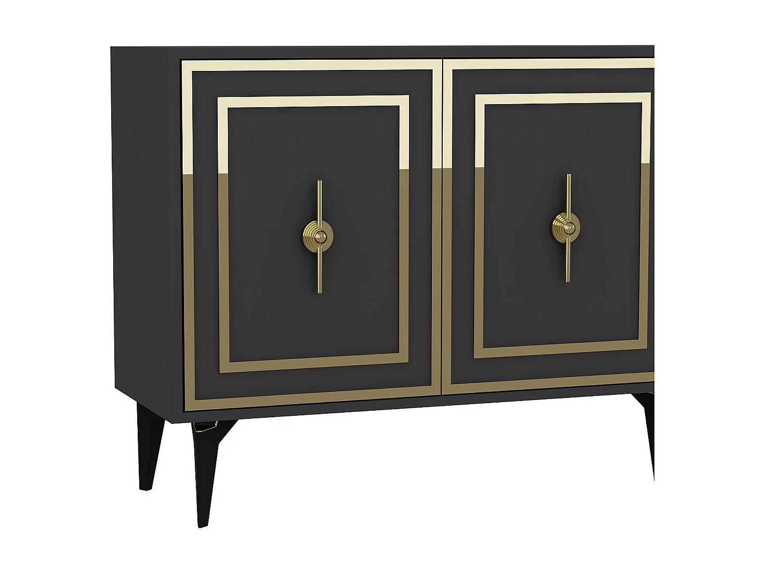 Komoda – 180 cm x 78,6 cm x 35 cm – Antracyt i złoto – Płyta wiórowa pokryta melaminą