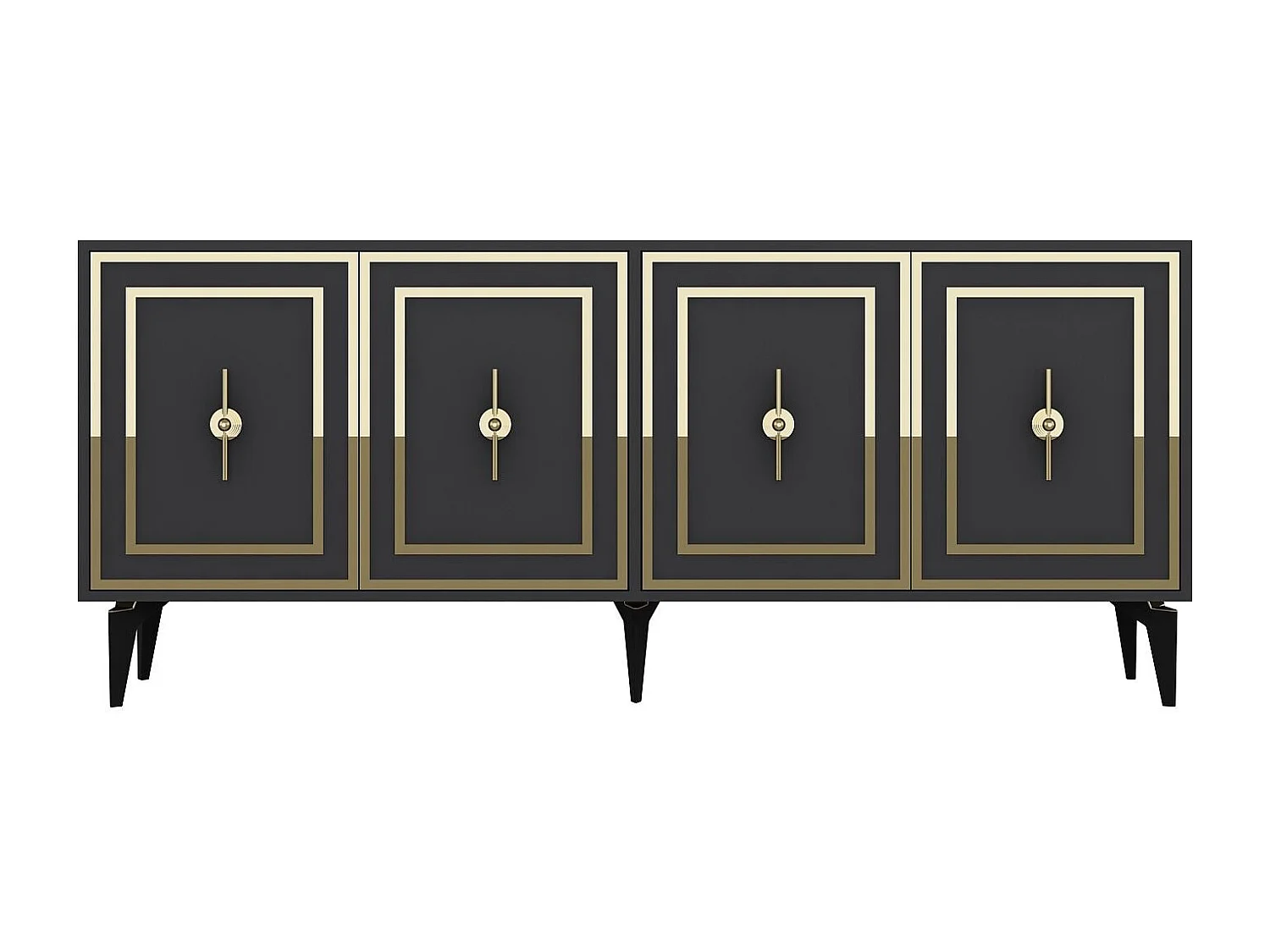 Komoda – 180 cm x 78,6 cm x 35 cm – Antracyt i złoto – Płyta wiórowa pokryta melaminą