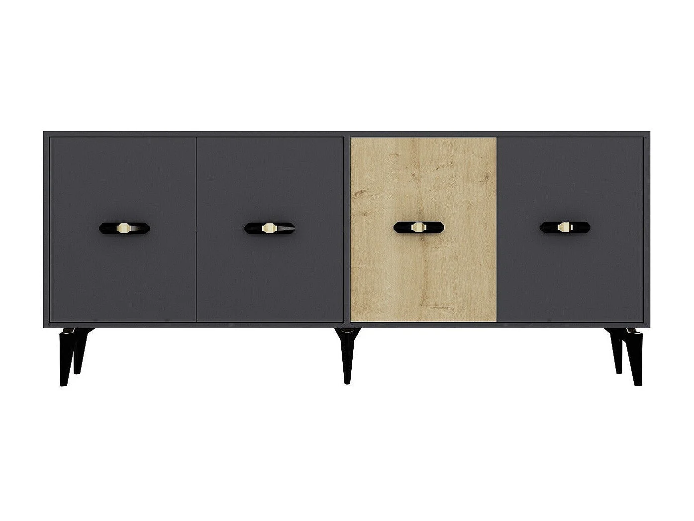 Komoda – 180 cm x 82,6 cm x 35 cm – Dąb antracytowy i szafirowy – Płyta wiórowa