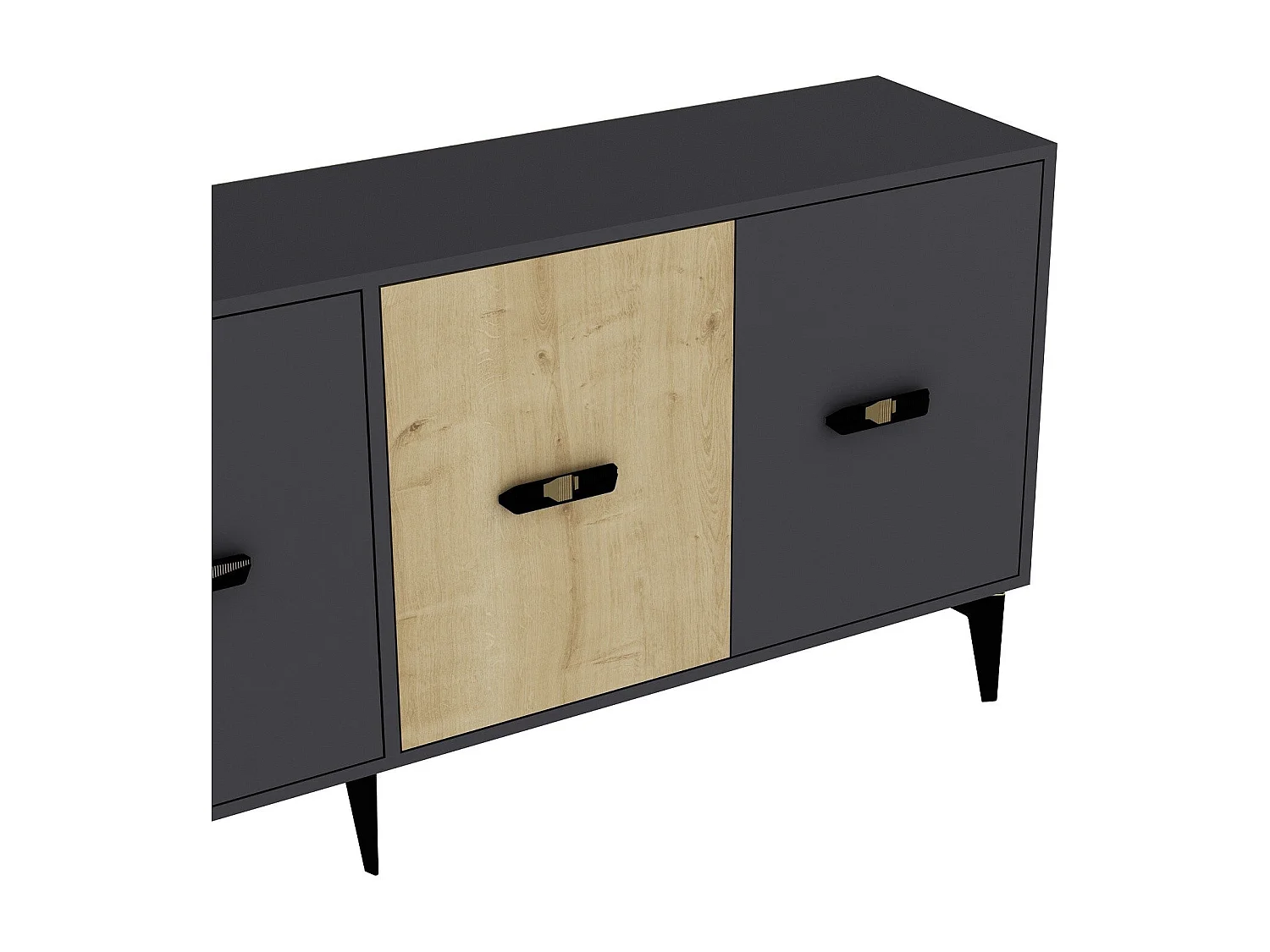 Komoda – 180 cm x 82,6 cm x 35 cm – Dąb antracytowy i szafirowy – Płyta wiórowa