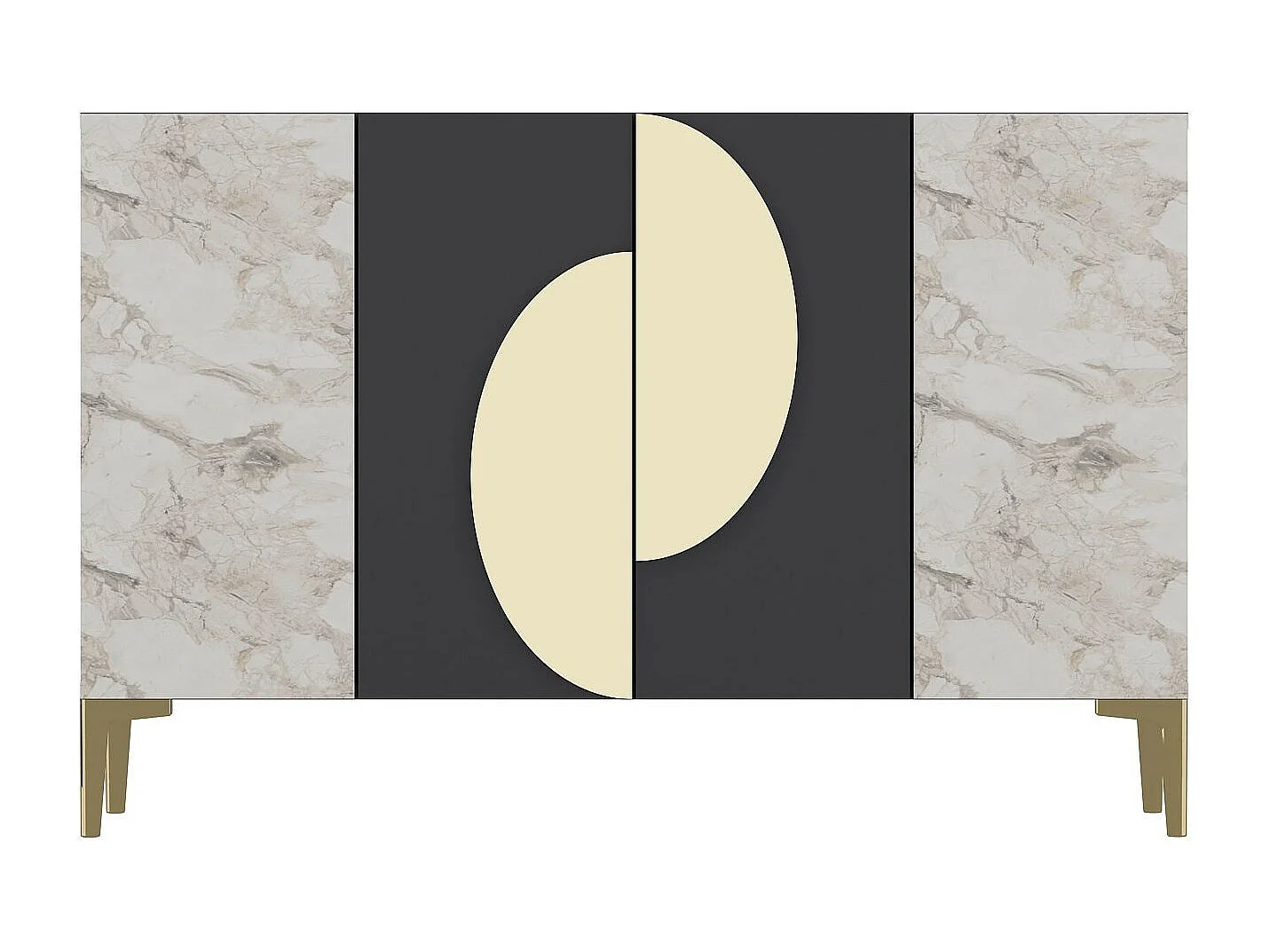 Sideboard – 120 cm – Anthrazit, Ephesus-Marmor und Gold – Melaminbeschichtete Spanplatte