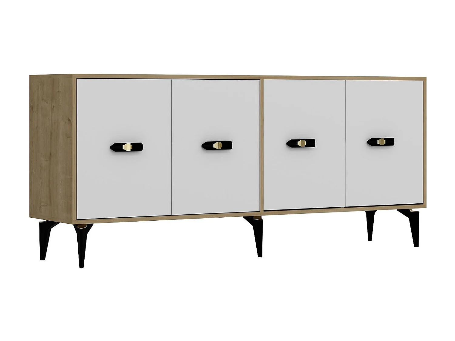 Buffet en aggloméré mélaminé – 180 cm x 82,6 cm x 35 cm – Chêne saphir et blanc