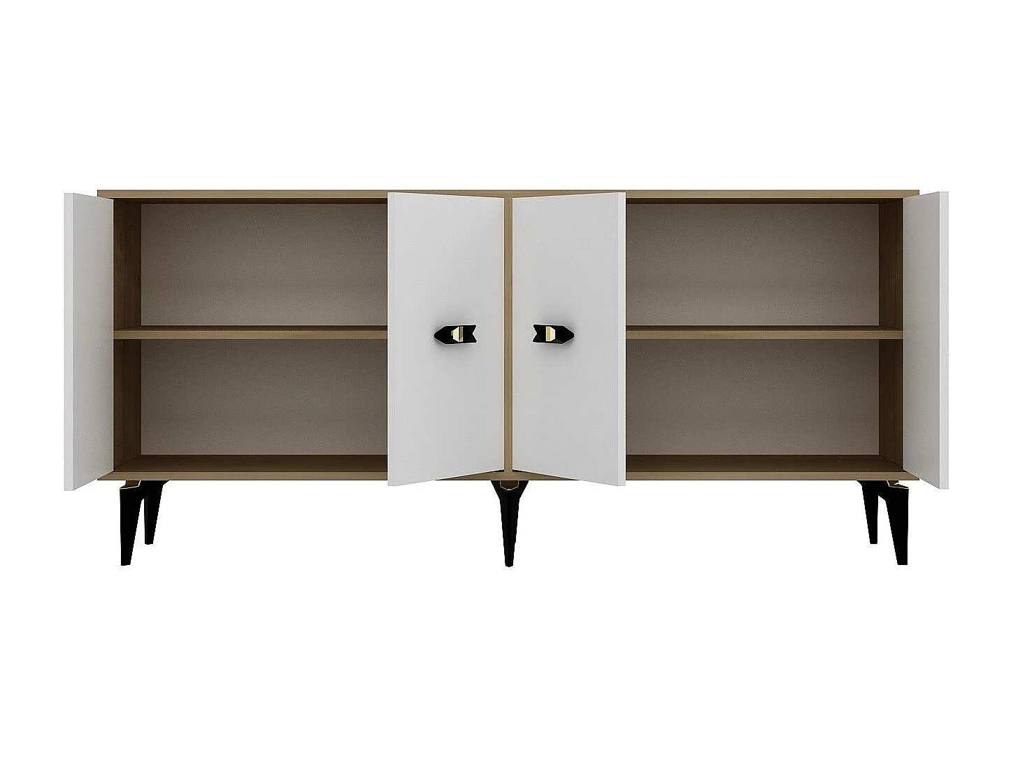 Buffet en aggloméré mélaminé – 180 cm x 82,6 cm x 35 cm – Chêne saphir et blanc