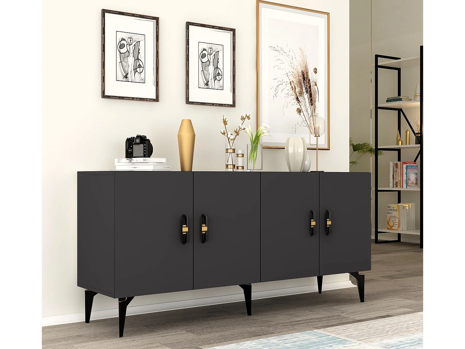 Komoda – 150 cm – Antracyt – Płyta wiórowa pokryta melaminą