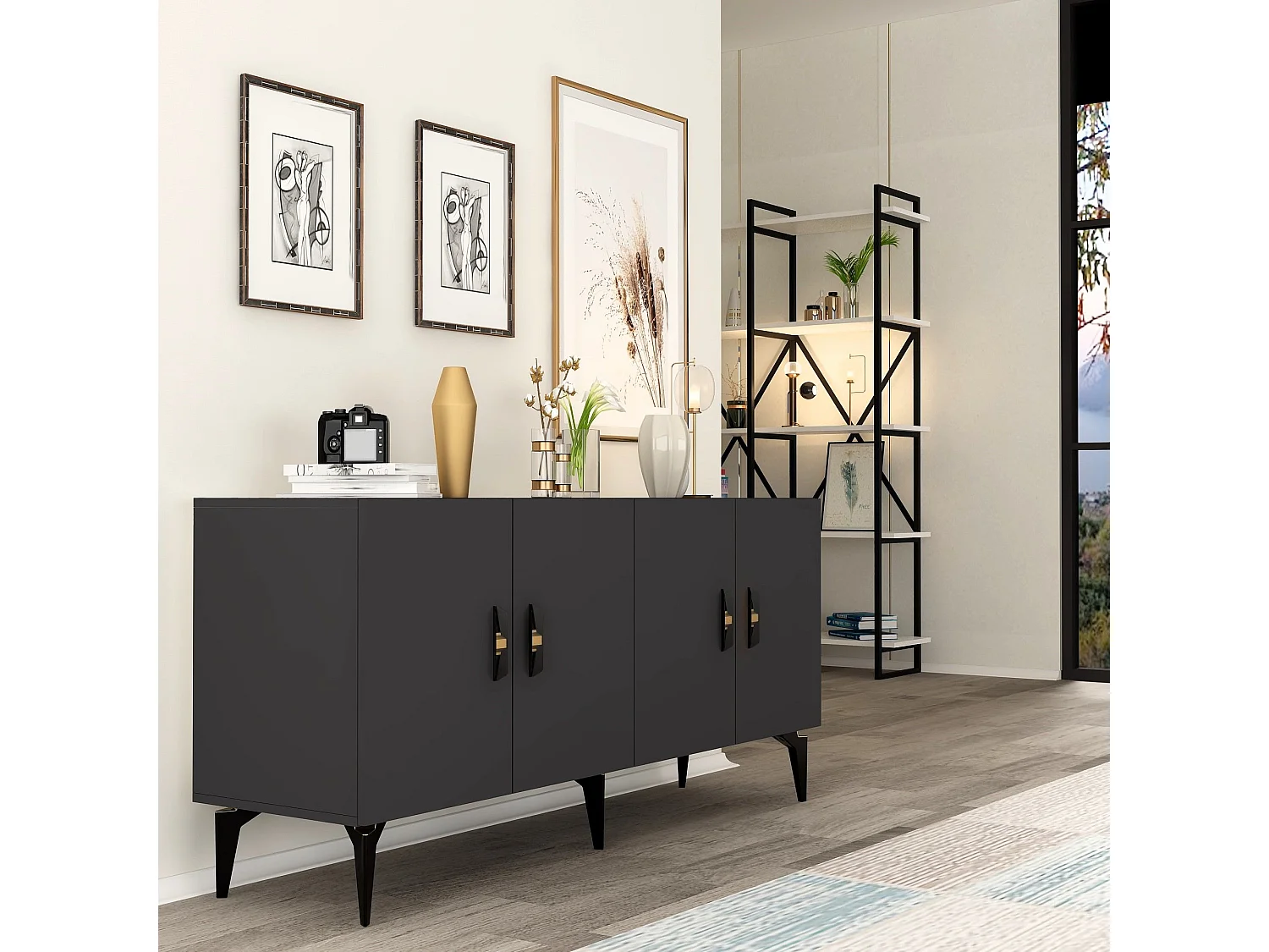 Komoda – 150 cm – Antracyt – Płyta wiórowa pokryta melaminą