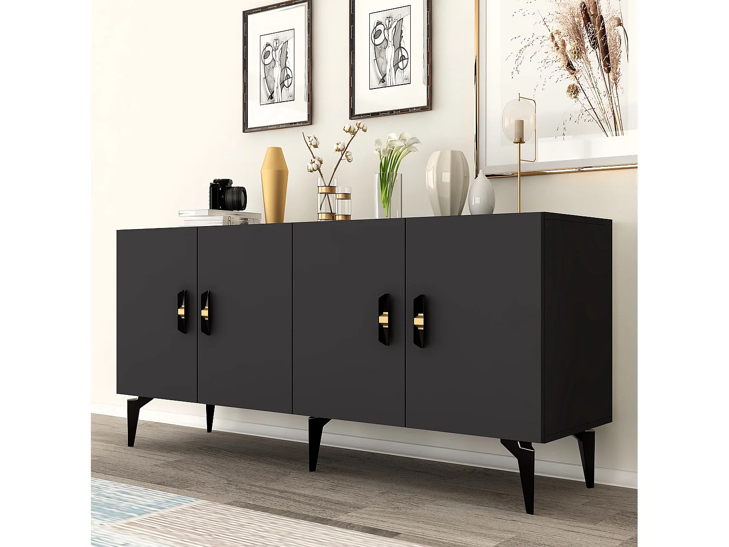 Komoda – 150 cm – Antracyt – Płyta wiórowa pokryta melaminą