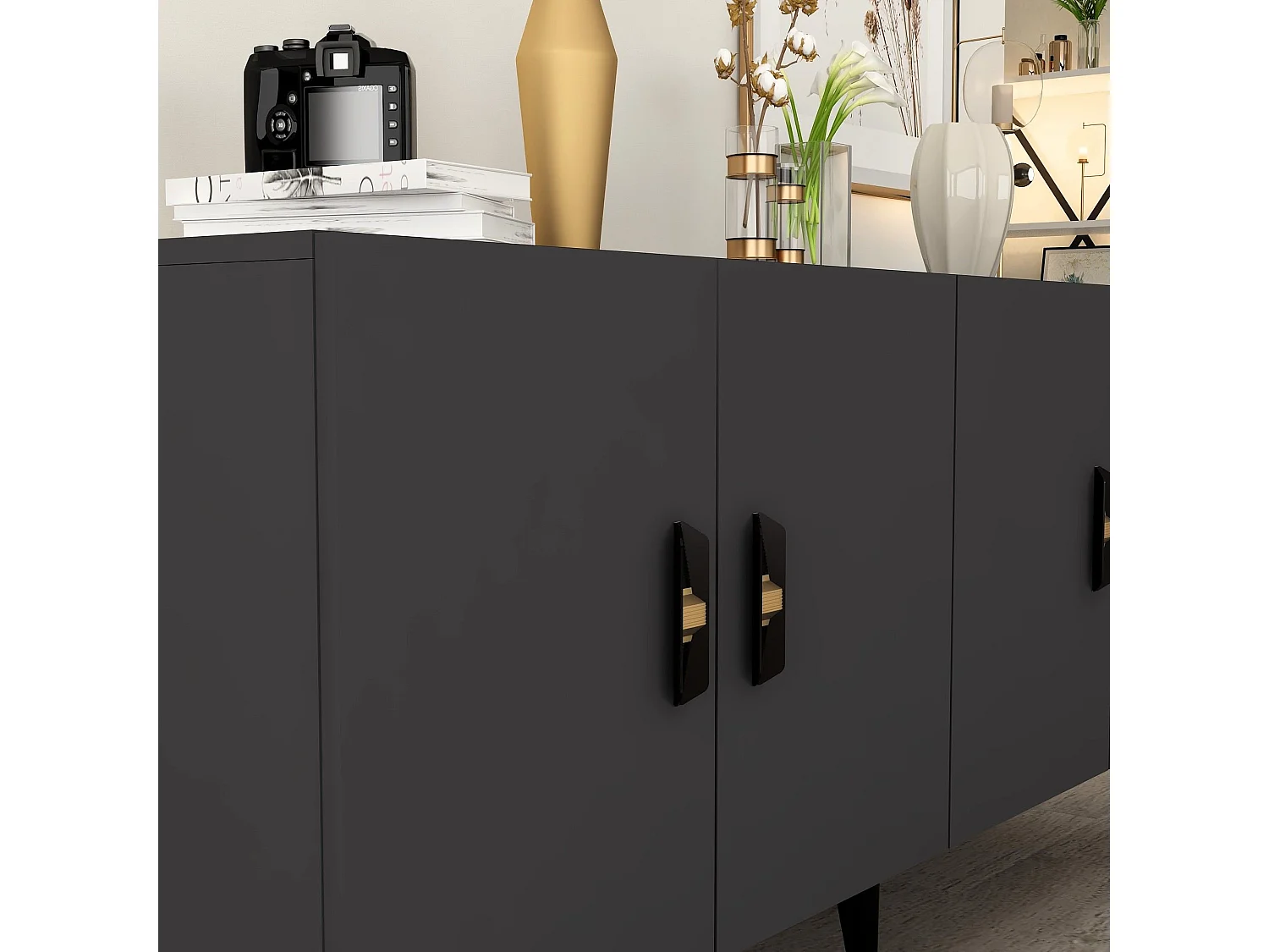 Komoda – 150 cm – Antracyt – Płyta wiórowa pokryta melaminą