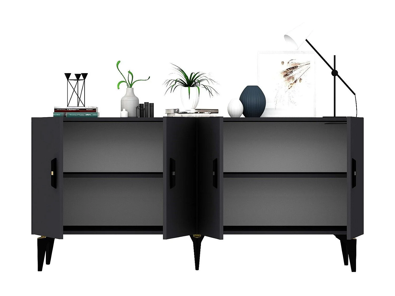 Komoda – 150 cm – Antracyt – Płyta wiórowa pokryta melaminą