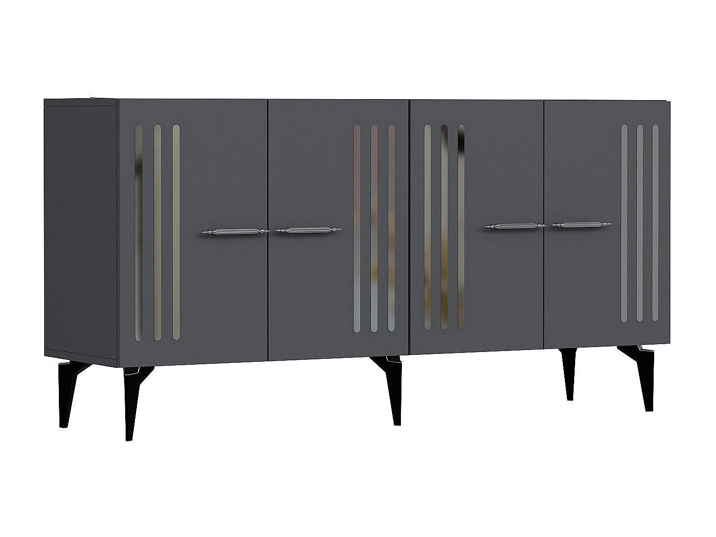 Komoda – 150 cm – Antracyt i srebro – Płyta wiórowa pokryta melaminą