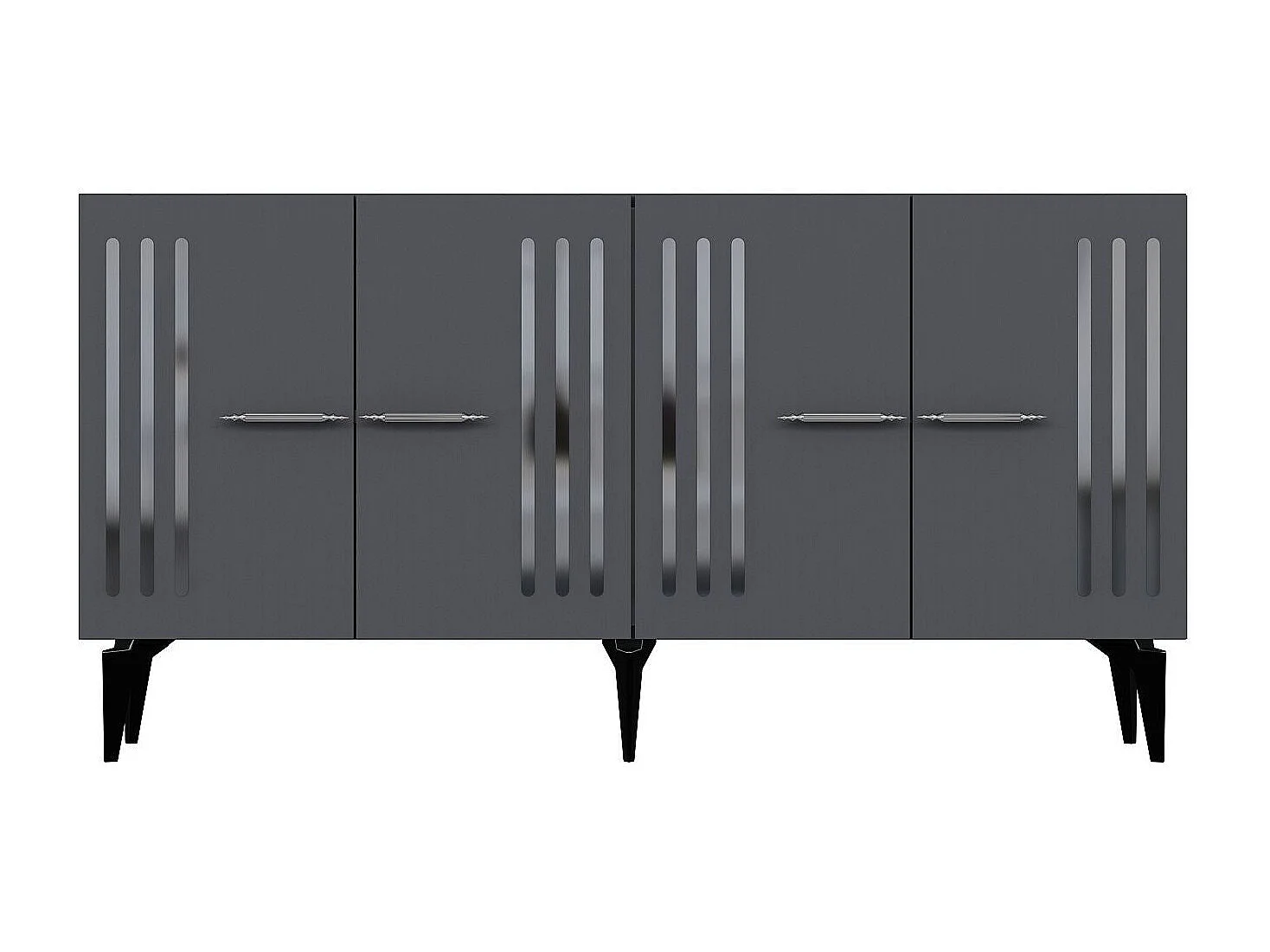 Komoda – 150 cm – Antracyt i srebro – Płyta wiórowa pokryta melaminą