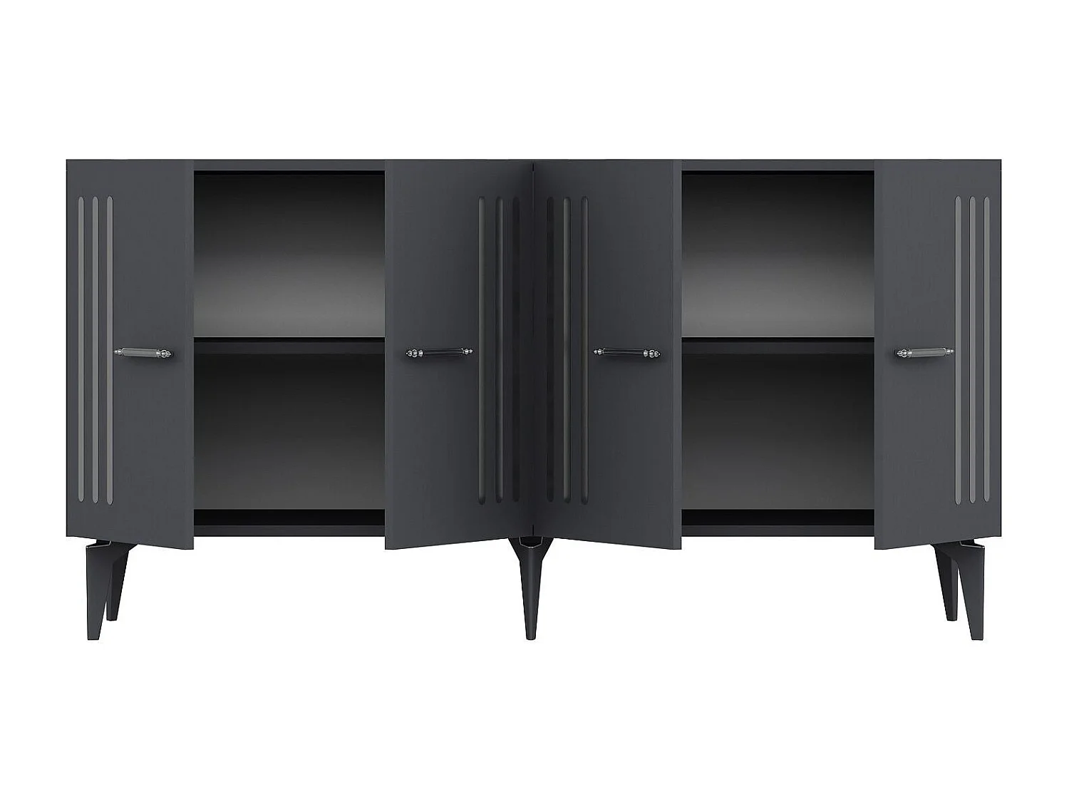 Komoda – 150 cm – Antracyt i srebro – Płyta wiórowa pokryta melaminą