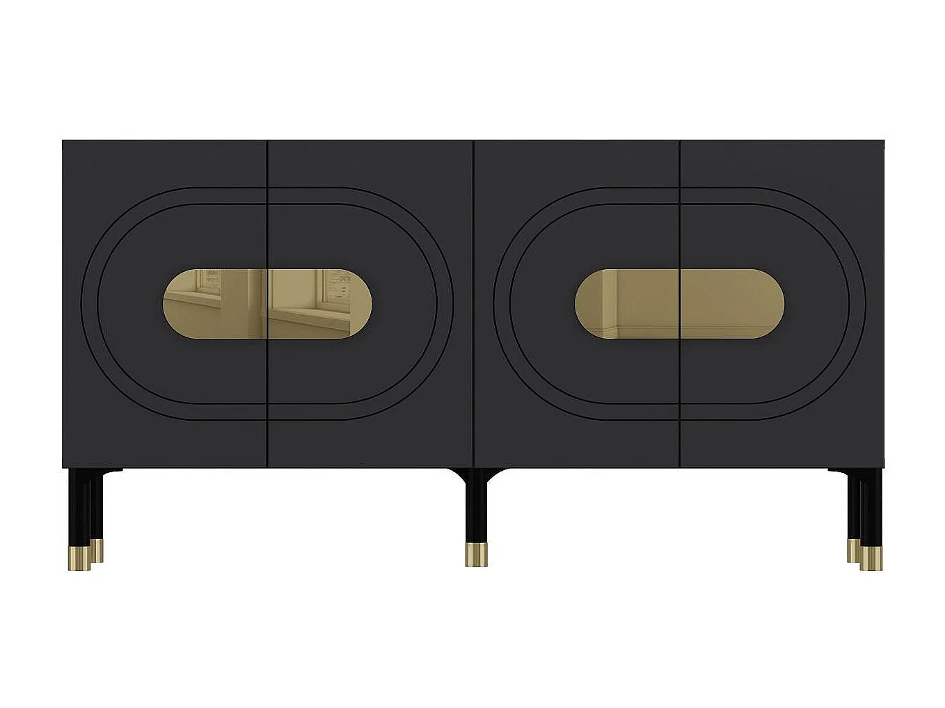 Buffet – 150 cm – Anthracite et Or – Aggloméré