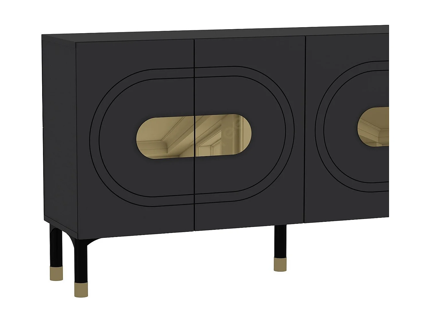 Buffet – 150 cm – Anthracite et Or – Aggloméré