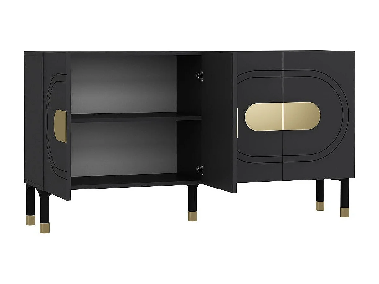 Buffet – 150 cm – Anthracite et Or – Aggloméré