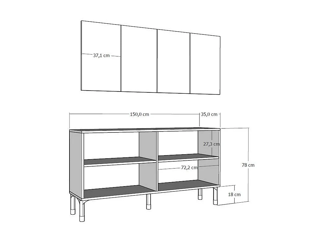 Buffet – 150 cm – Anthracite et Or – Aggloméré