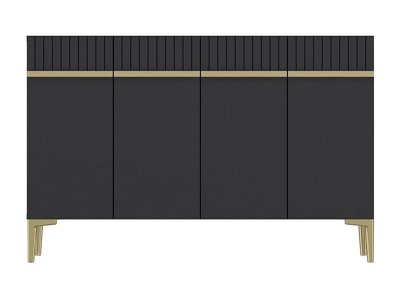 Komoda – 120 cm x 80 cm x 29,6 cm – Antracyt i złoto – Płyta wiórowa pokryta melaminą