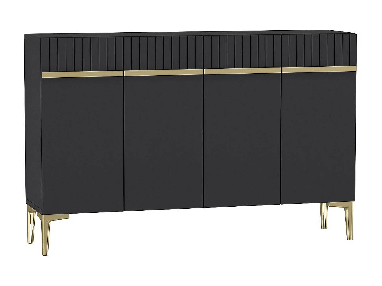 Komoda – 120 cm x 80 cm x 29,6 cm – Antracyt i złoto – Płyta wiórowa pokryta melaminą