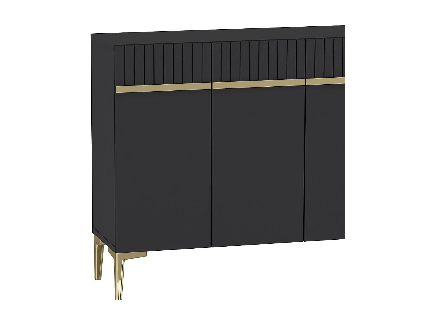 Komoda – 120 cm x 80 cm x 29,6 cm – Antracyt i złoto – Płyta wiórowa pokryta melaminą