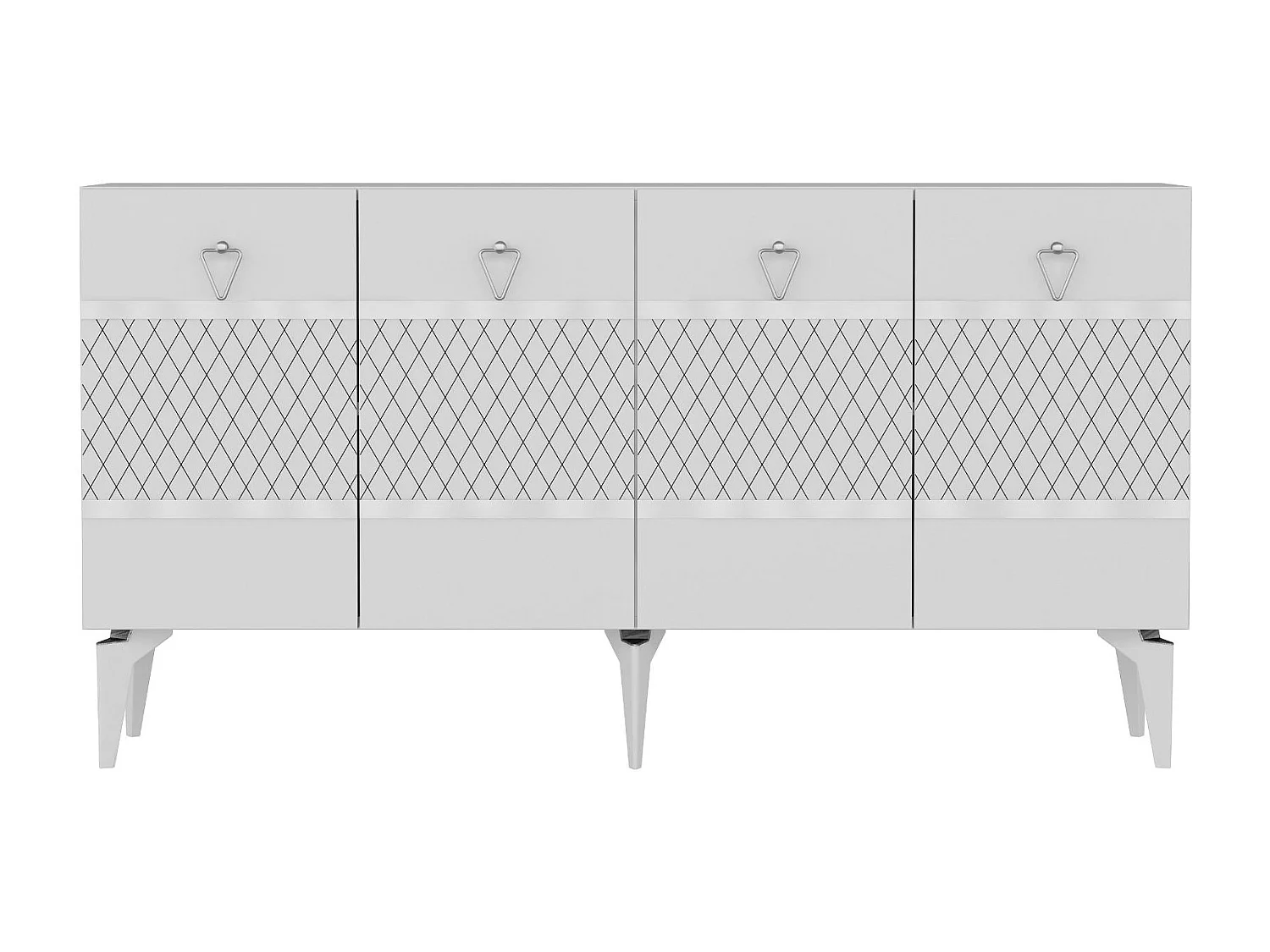 Sideboard – 150 cm – Weiß und Silber – Spanplatte