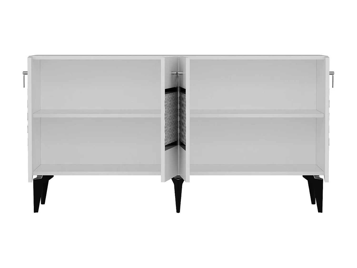 Sideboard – 150 cm – Weiß und Silber – Spanplatte