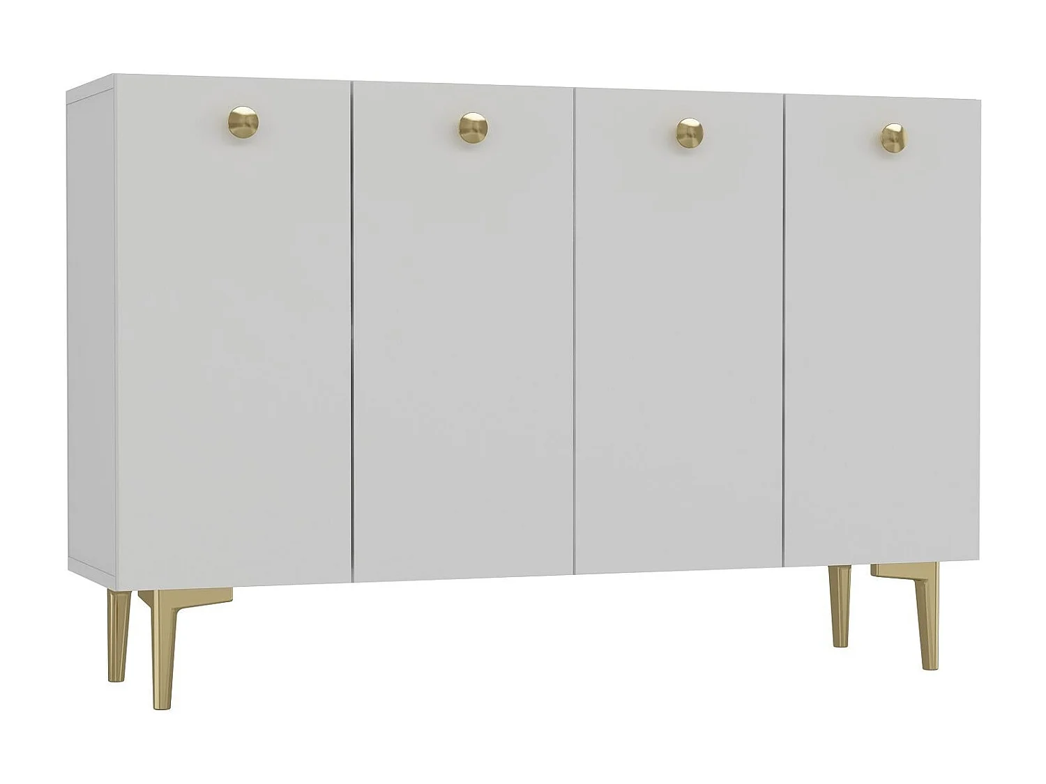 Buffet – 120 cm x 80 cm – Blanc et or – Panneau de particules mélaminé