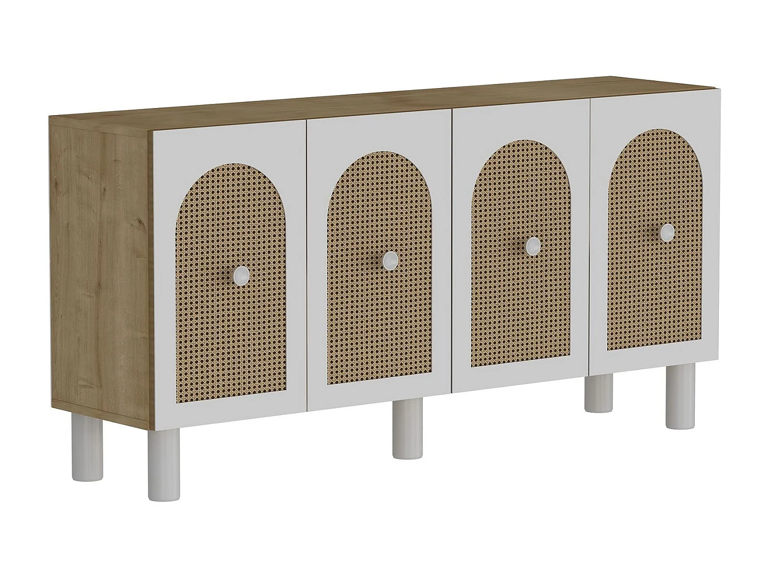 Dressoir – 150 cm x 75 cm x 30 cm – Saffier Eiken en Hazeraan – Spaanplaat