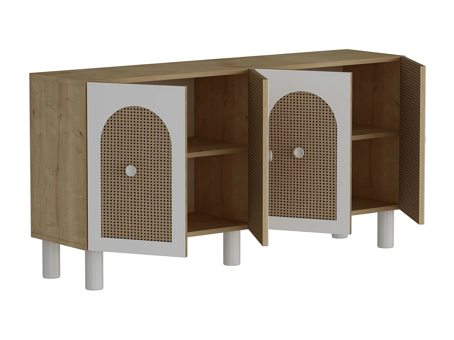 Dressoir – 150 cm x 75 cm x 30 cm – Saffier Eiken en Hazeraan – Spaanplaat