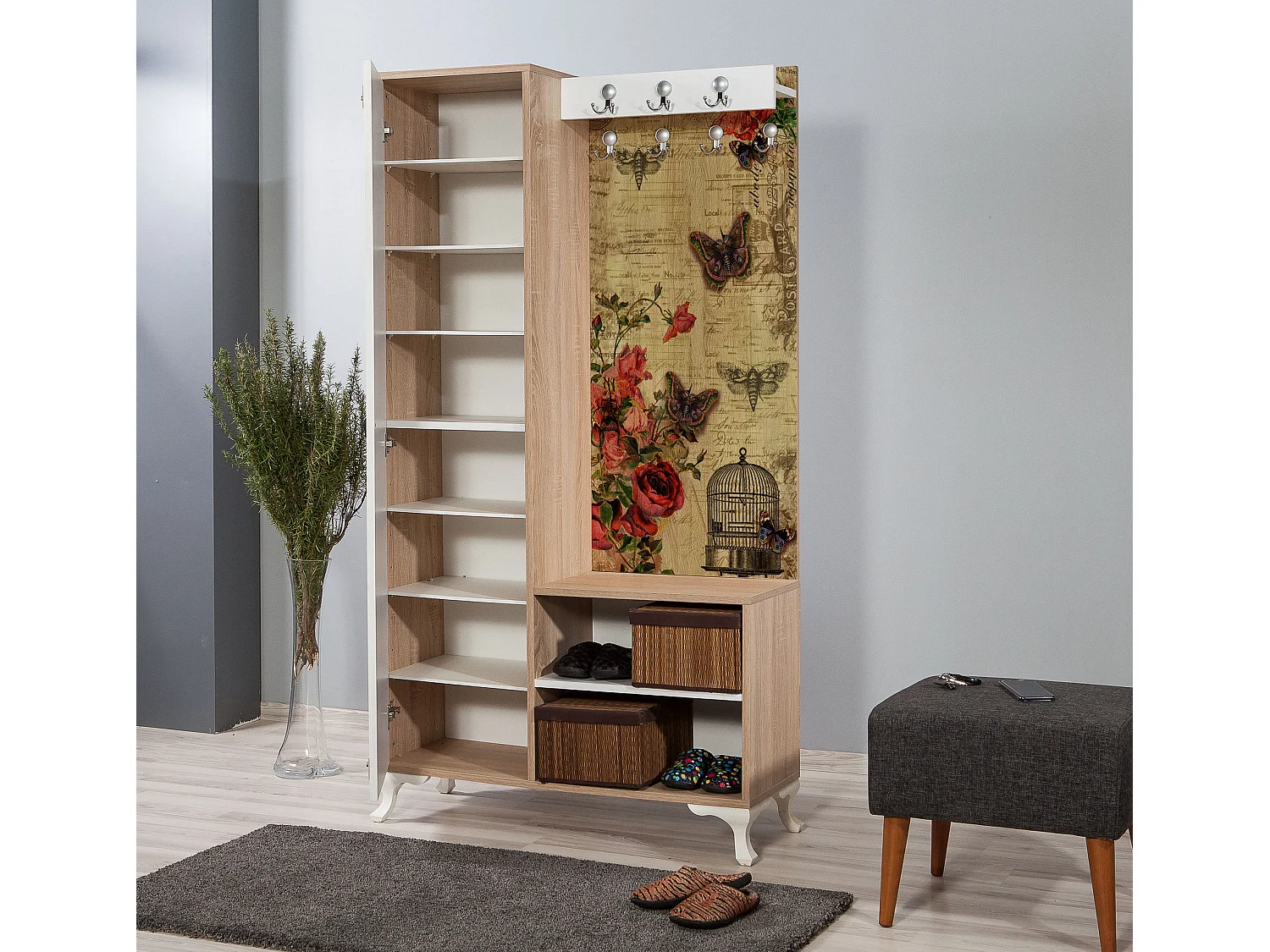 Credenza da ingresso – 100 cm x 190 cm – Rovere Sonoma – MDF rivestito in melaminico