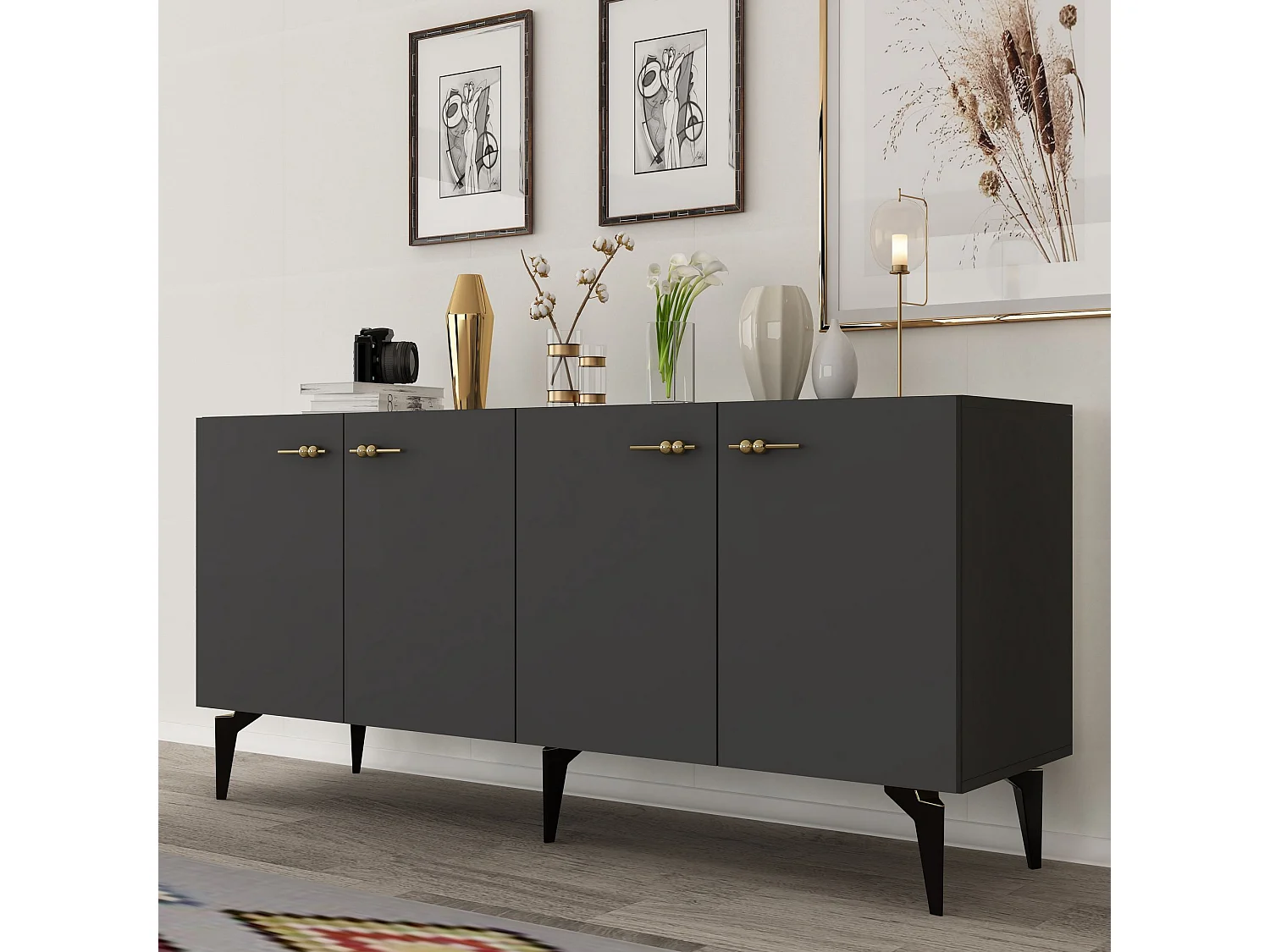 Komoda – 150 cm – Antracyt – Płyta wiórowa