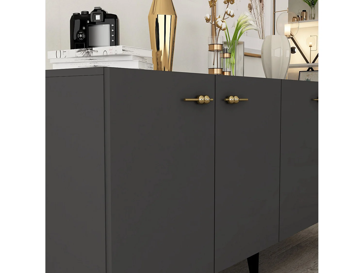 Komoda – 150 cm – Antracyt – Płyta wiórowa