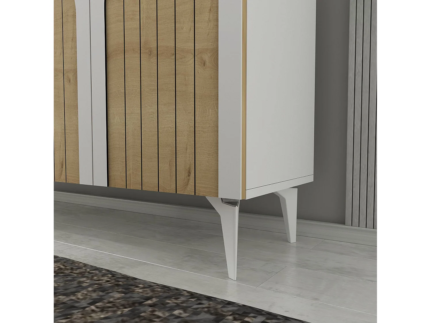 Buffet mural – 150 cm x 79 cm x 40 cm – Chêne blanc et saphir – Panneaux de particules