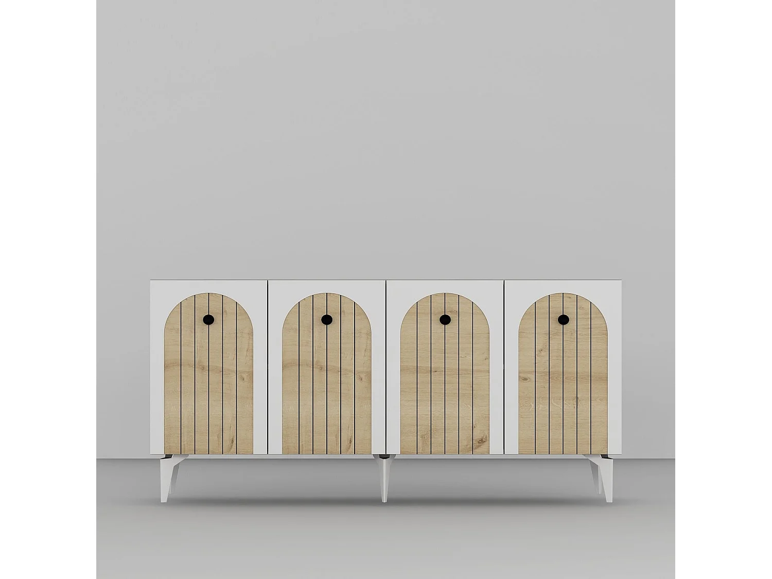 Buffet mural – 150 cm x 79 cm x 40 cm – Chêne blanc et saphir – Panneaux de particules