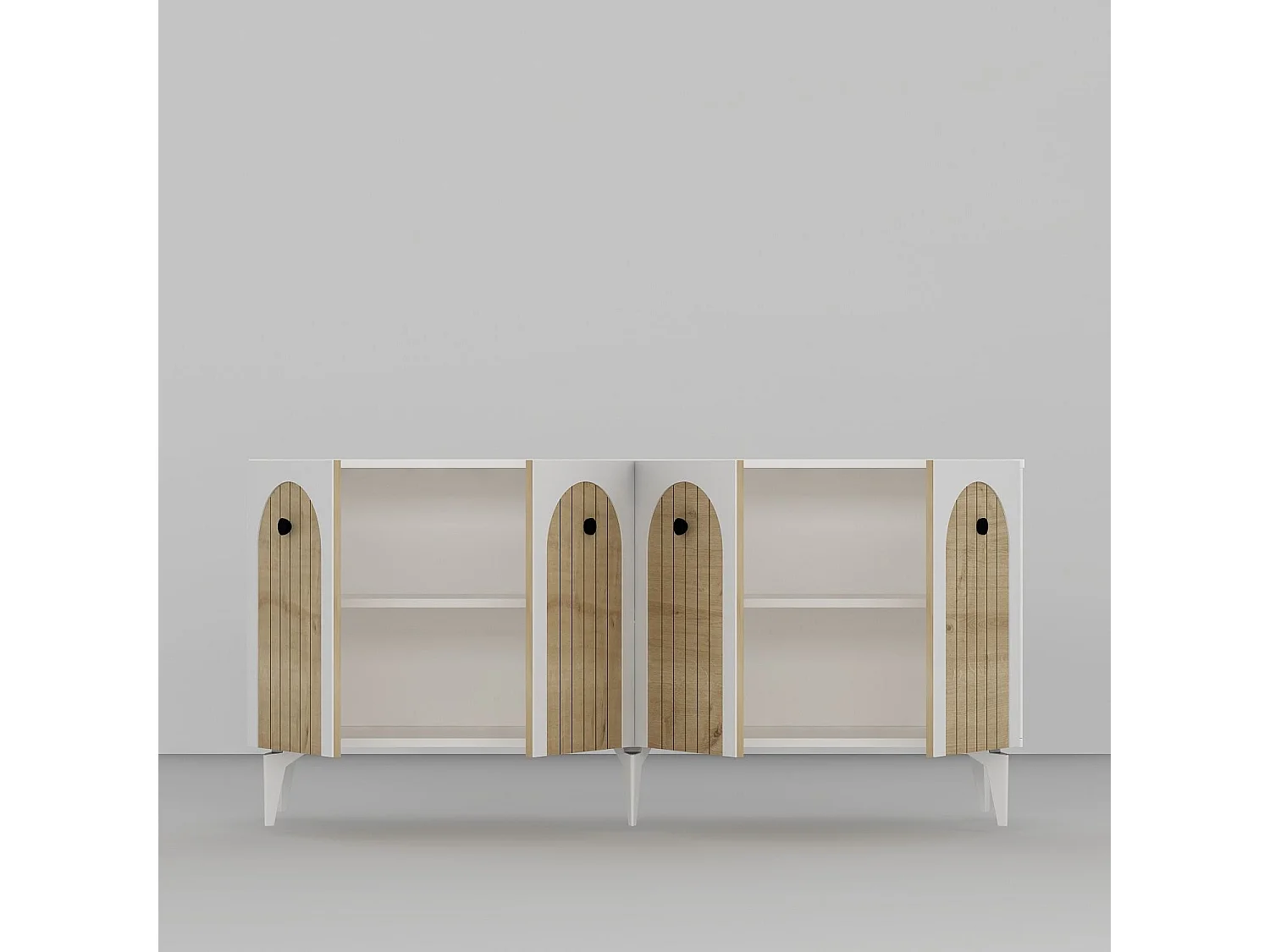 Buffet mural – 150 cm x 79 cm x 40 cm – Chêne blanc et saphir – Panneaux de particules