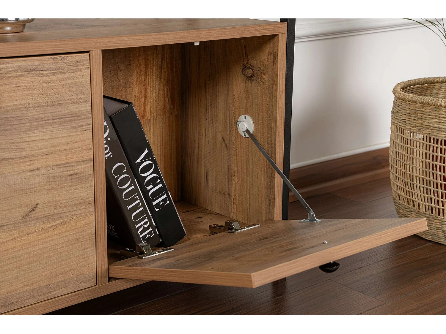 Elegant dressoir, Atlantisch grenen en zwart, 120 x 77 x 29,5 cm | 100% melamine coating, elektrostatische poedercoating, duurzaam metalen profiel | M