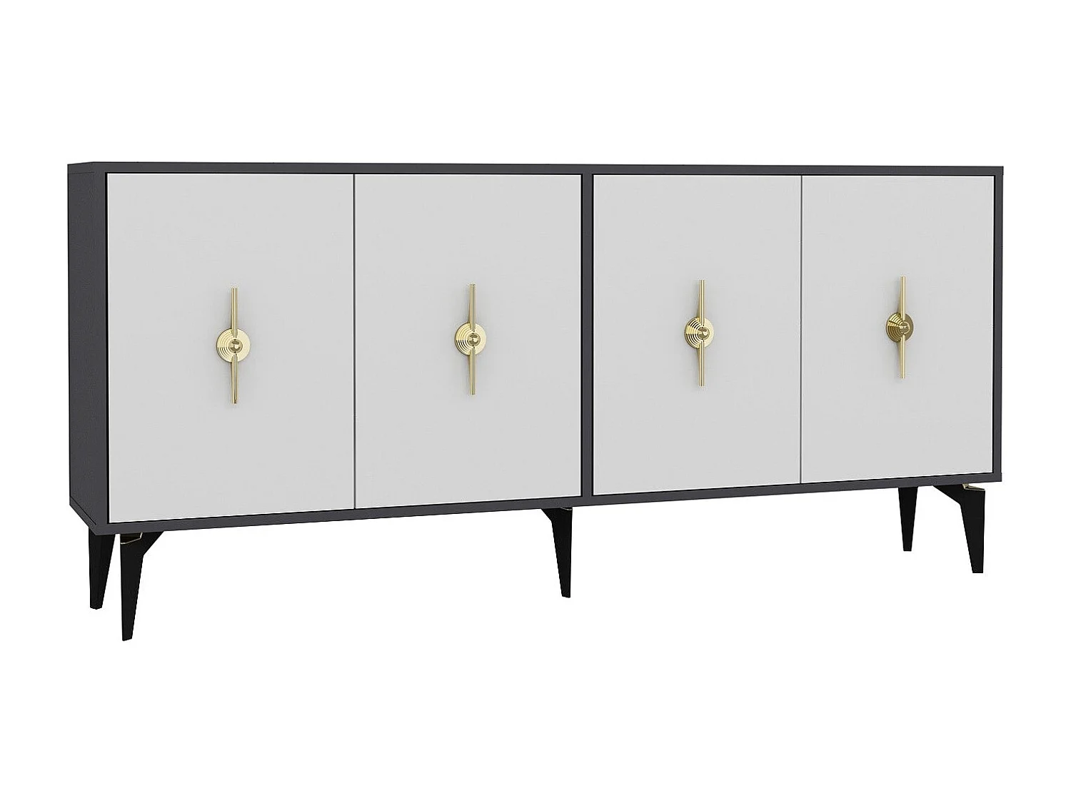 Komoda – 180 cm x 82,6 cm x 35 cm – Antracyt i biel – Melamina