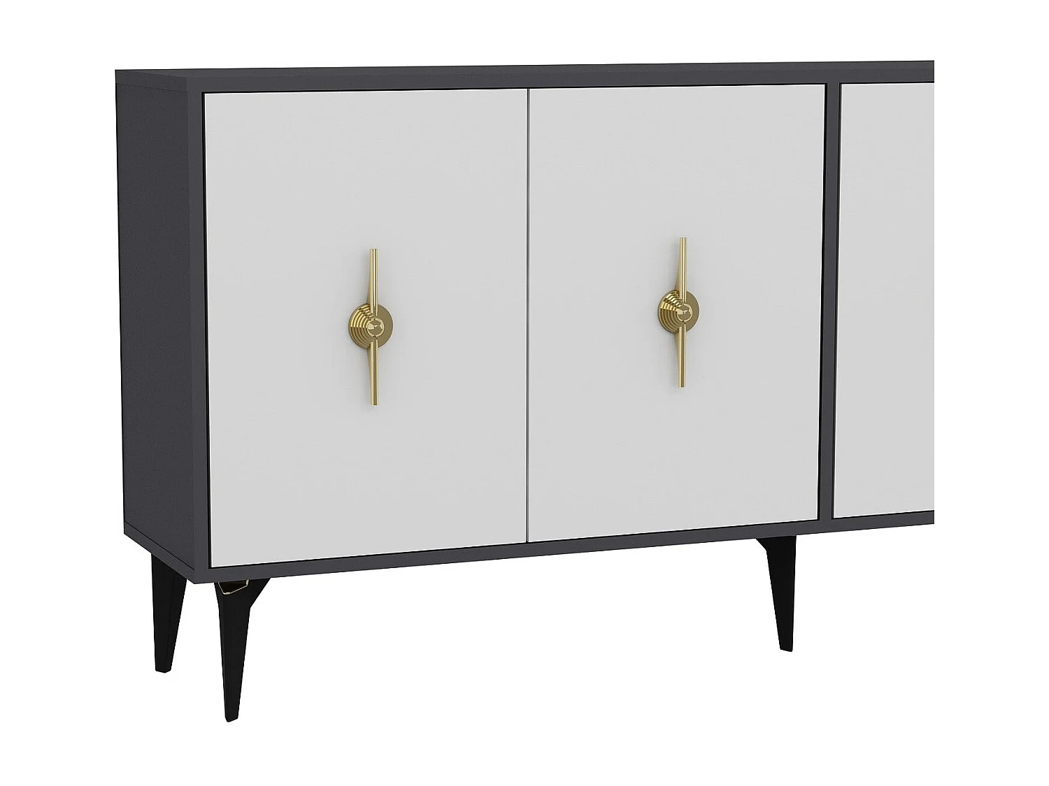 Komoda – 180 cm x 82,6 cm x 35 cm – Antracyt i biel – Melamina